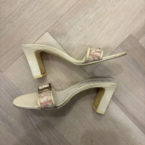 Dior Pink Logo Monogram Trotter Buckle Block Heels - Picture 6 of 6